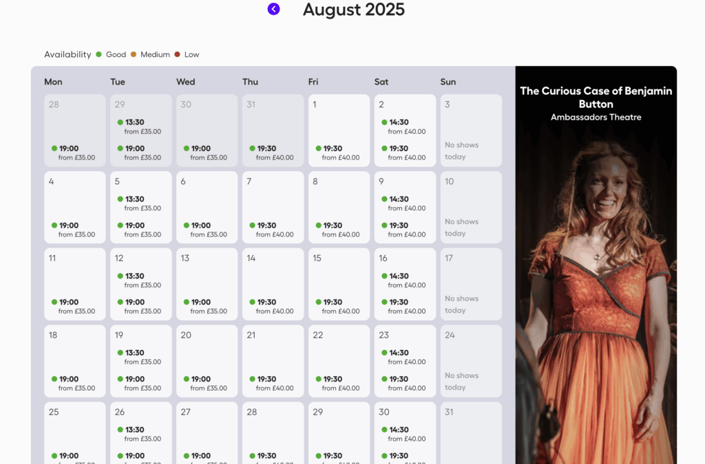 The Curious Case Of Benjamin Button - entradas para agosto 2025.
